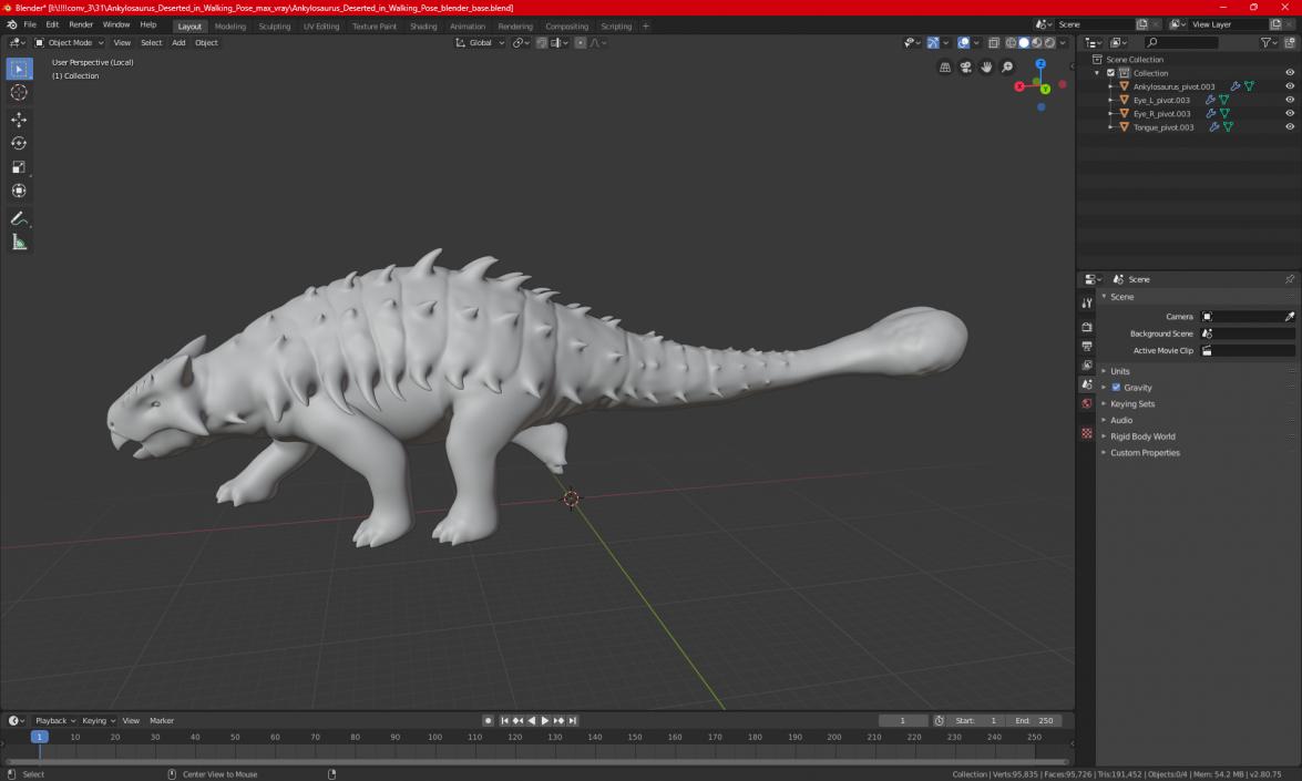 Ankylosaurus Tropical in Walking Pose 3D