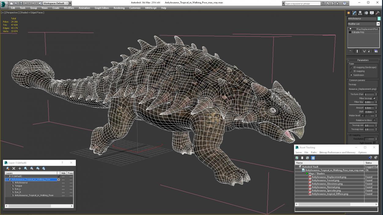 Ankylosaurus Tropical in Walking Pose 3D