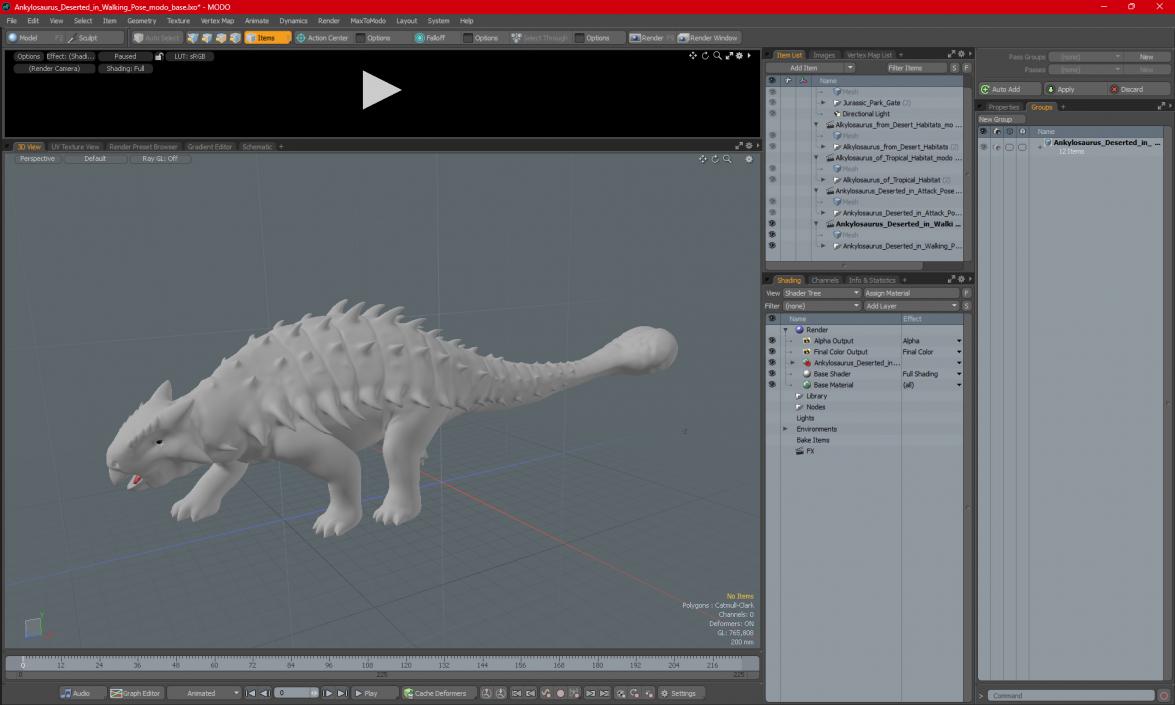 Ankylosaurus Tropical in Walking Pose 3D