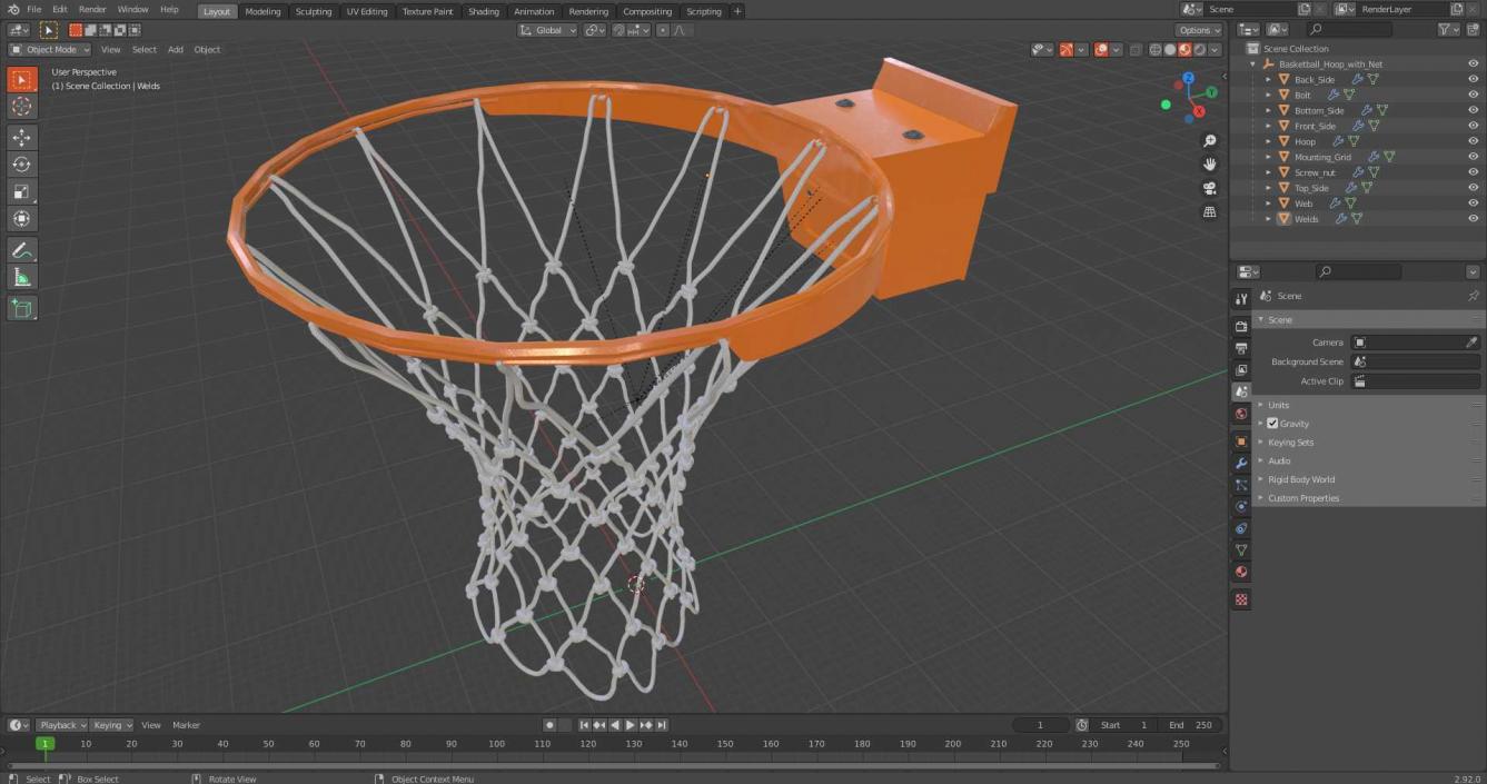 Basketball Hoop with Net 3D model