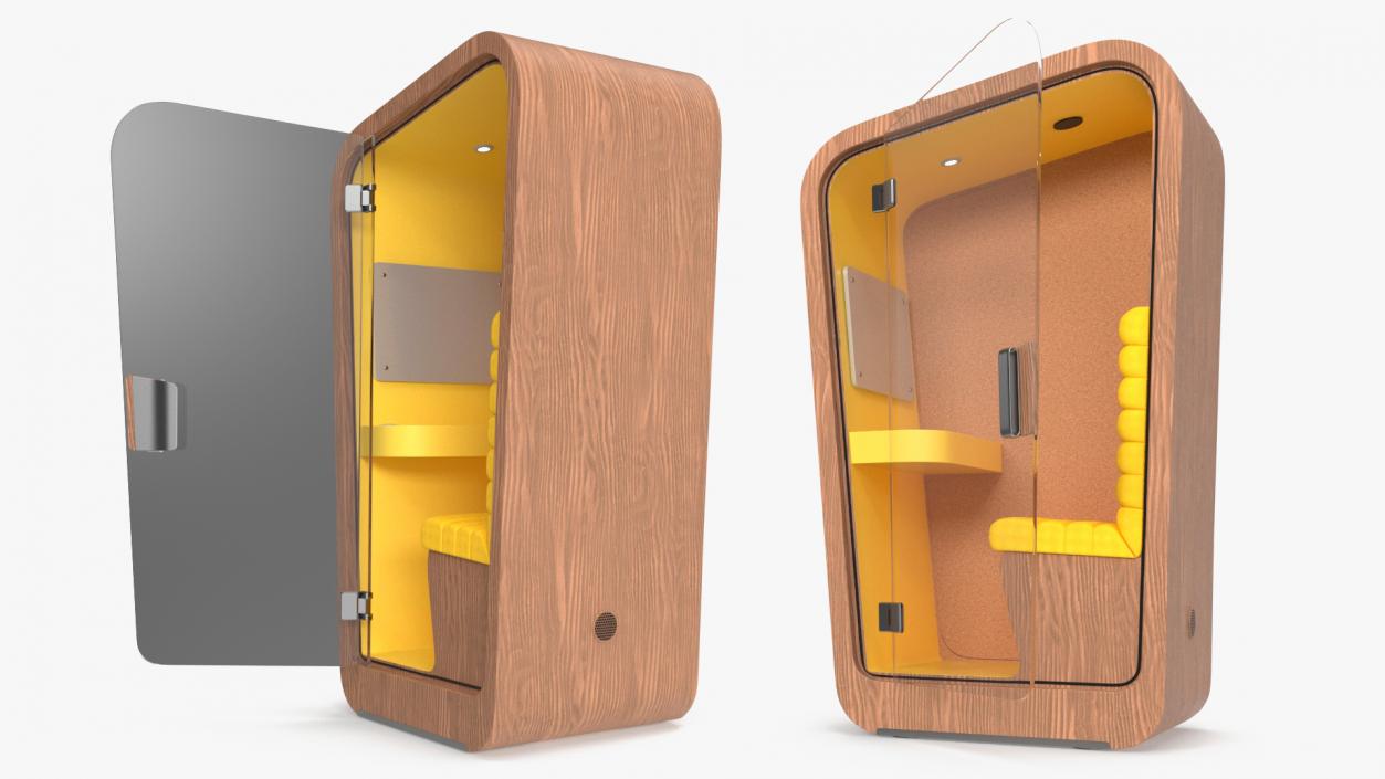 Wooden Office Phone Booth 2 3D