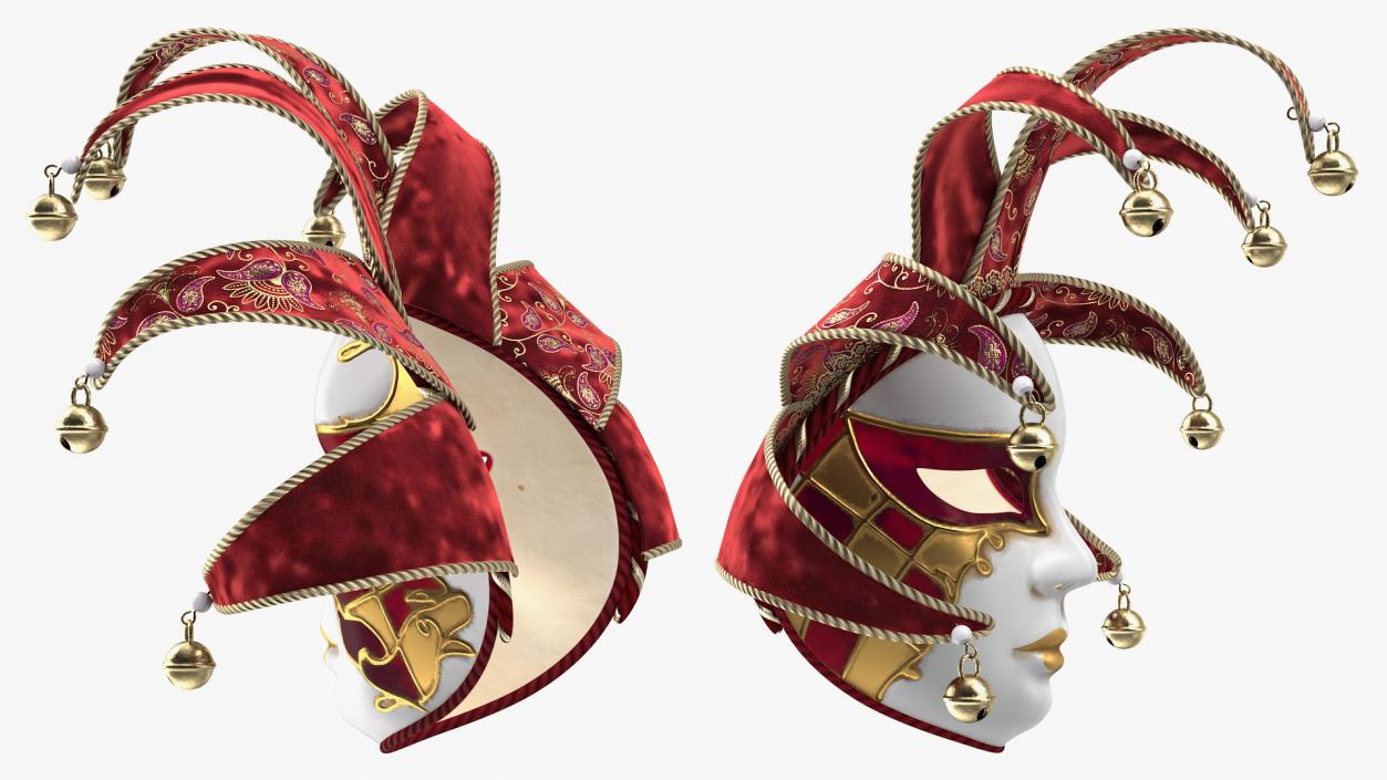 3D Red Venetian Full Face Carnival Mask