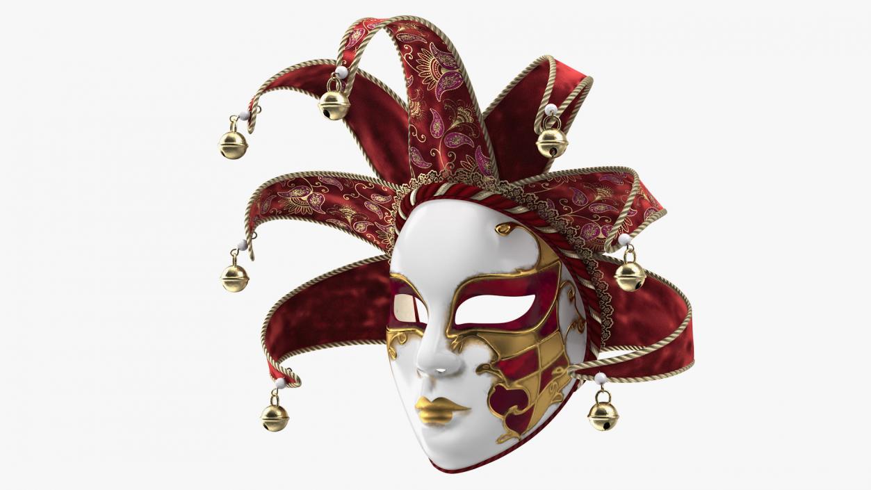 3D Red Venetian Full Face Carnival Mask