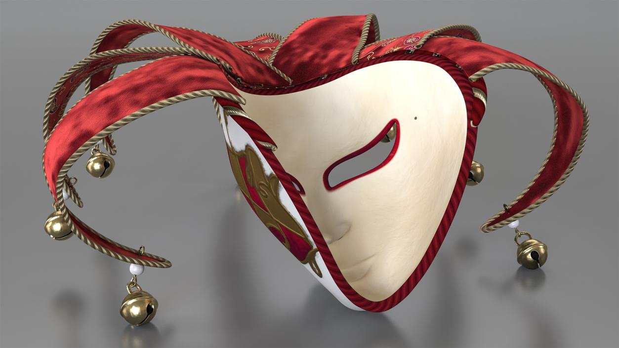 3D Red Venetian Full Face Carnival Mask