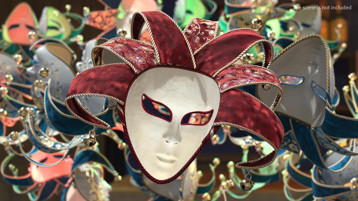 3D Red Venetian Full Face Carnival Mask