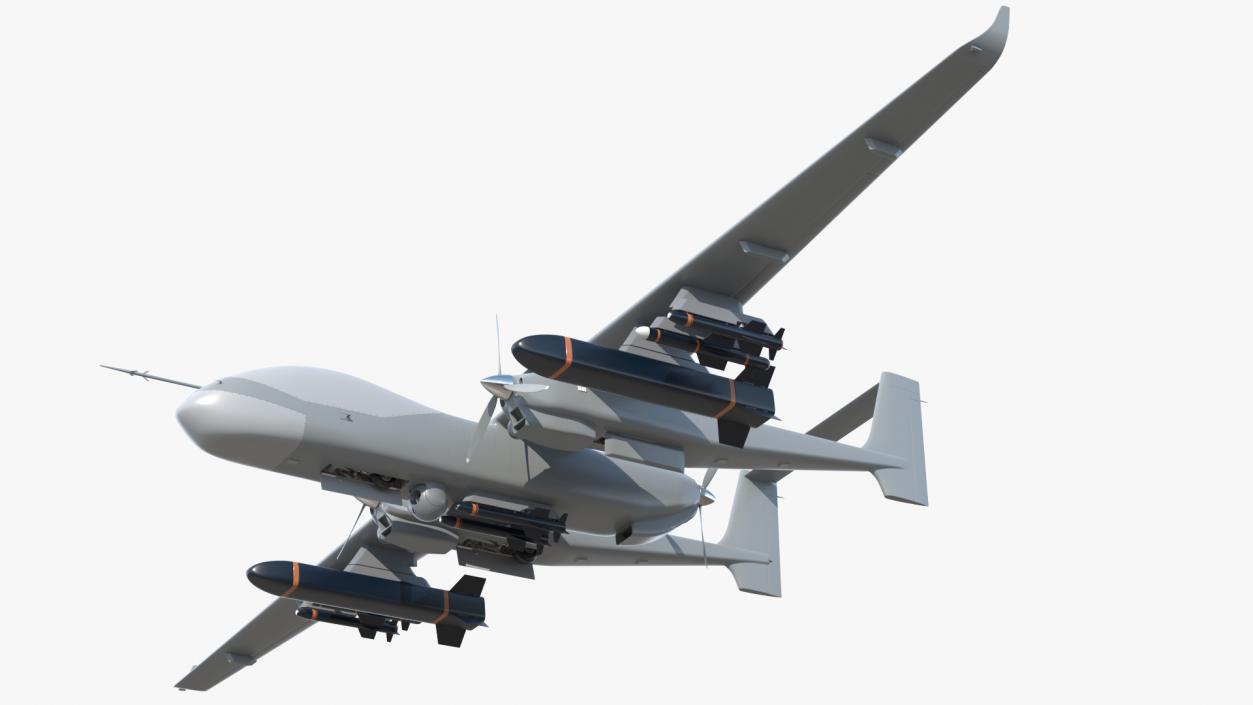 Twin-Boom Unmanned Combat Aerial Vehicle Rigged 3D