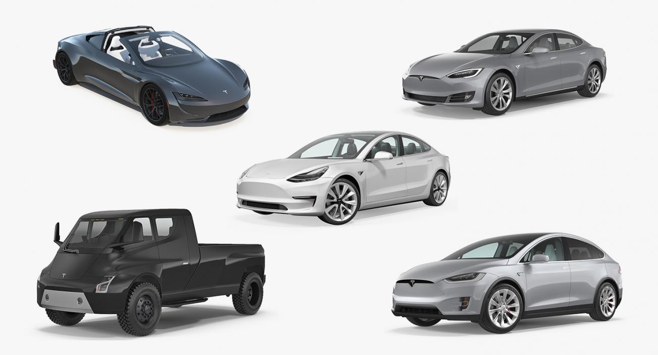 3D Tesla Cars 3D Models Collection 4 model