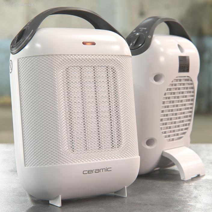 Portable Ceramic Heater White 3D model