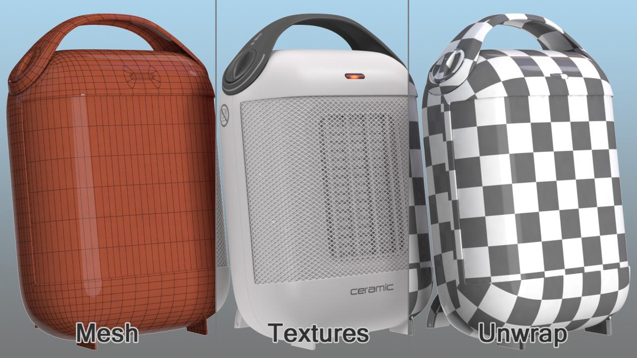 Portable Ceramic Heater White 3D model