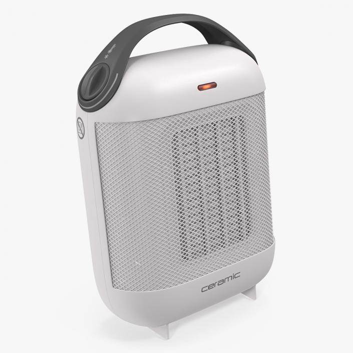 Portable Ceramic Heater White 3D model