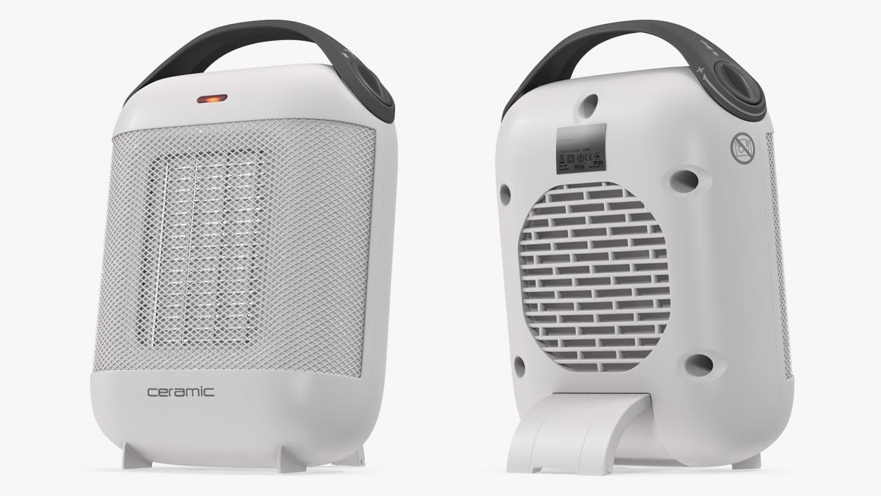 Portable Ceramic Heater White 3D model