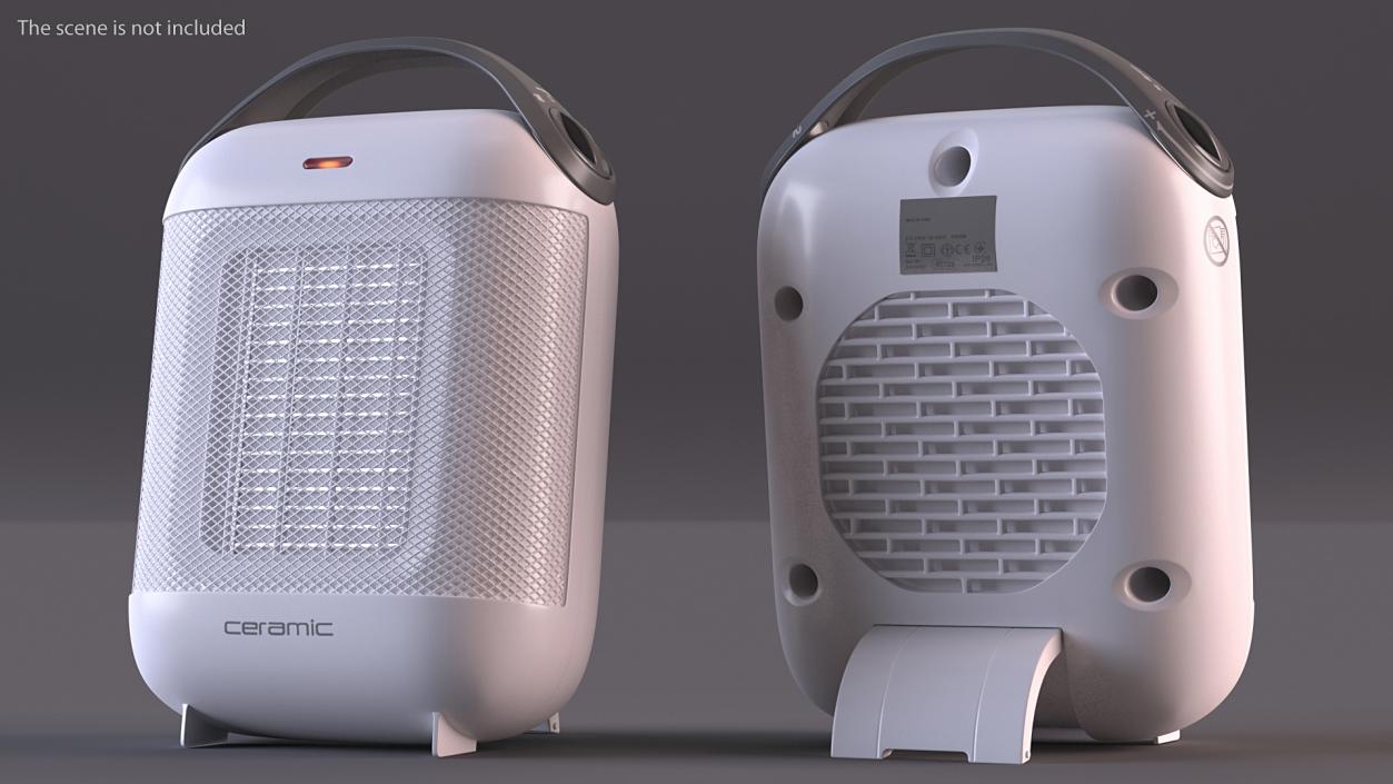 Portable Ceramic Heater White 3D model