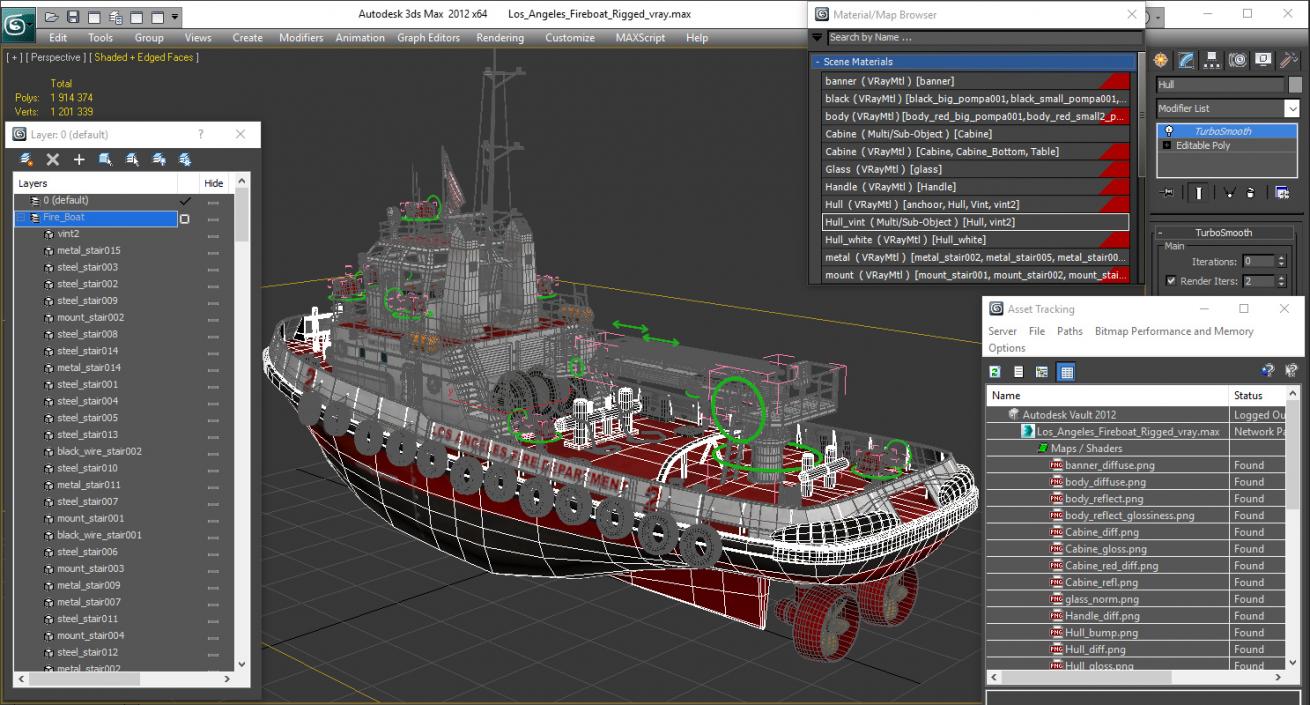 Los Angeles Fireboat Rigged 3D