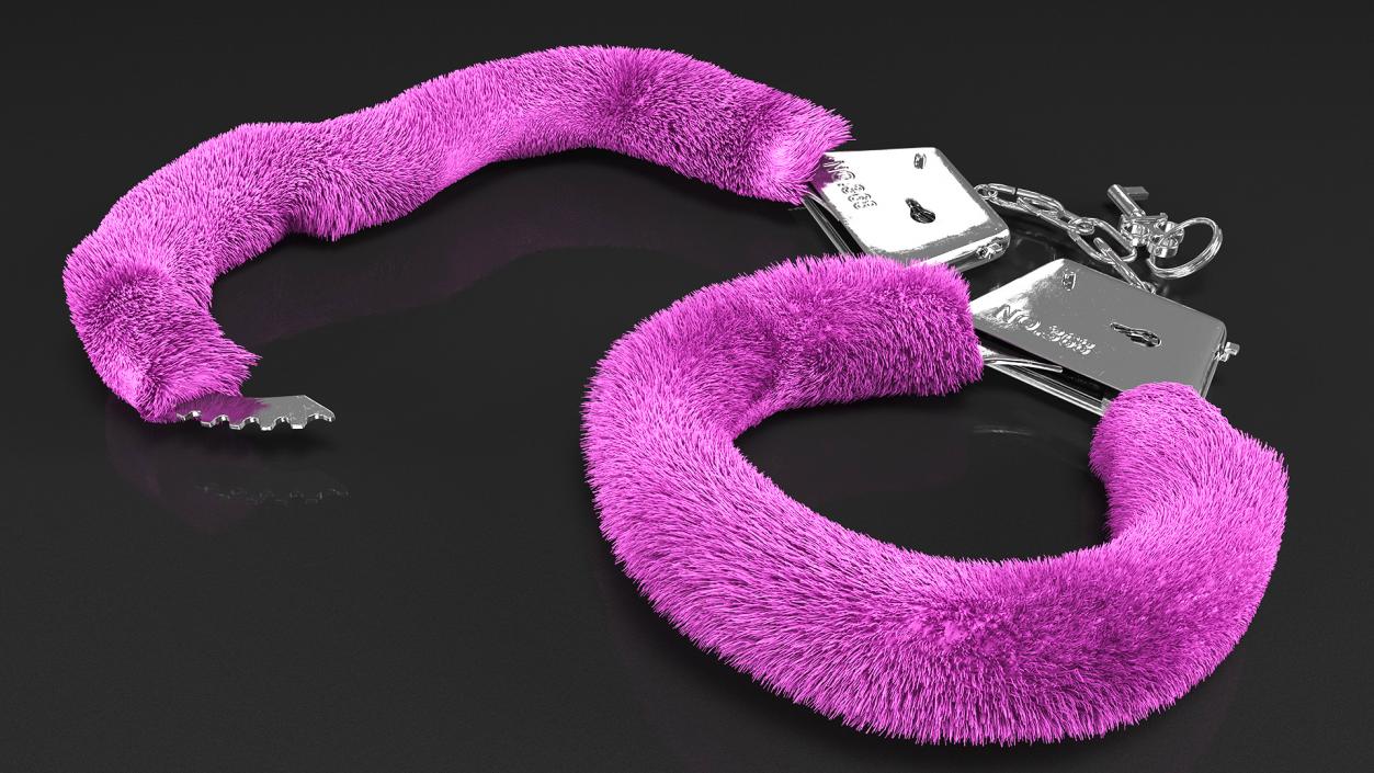 Unfastened Pink Handcuffs Fur 3D model