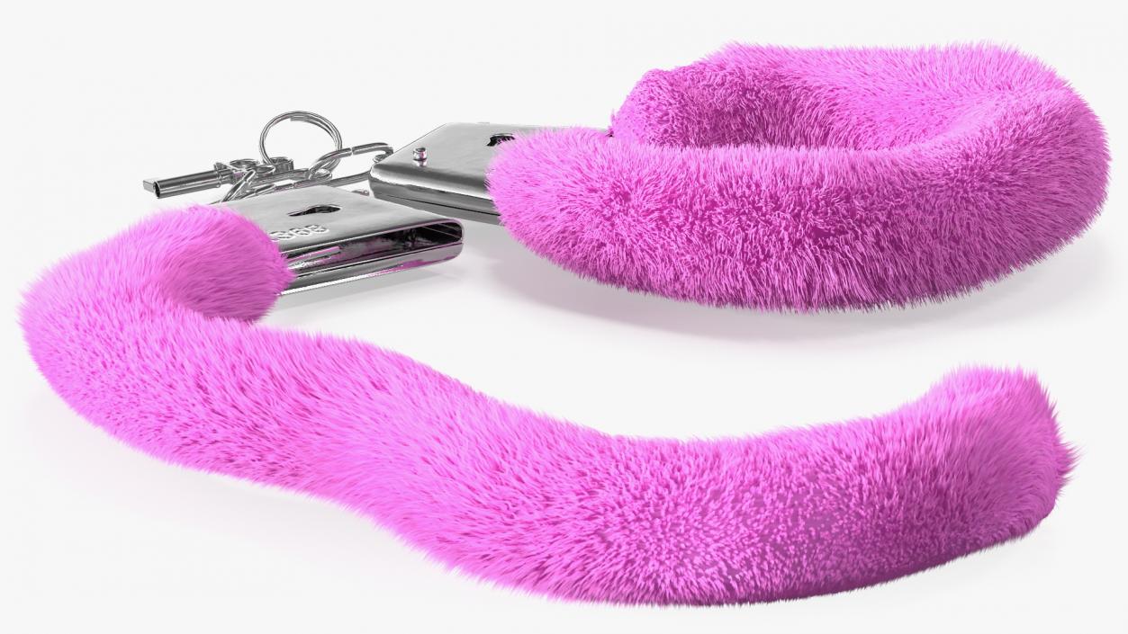 Unfastened Pink Handcuffs Fur 3D model