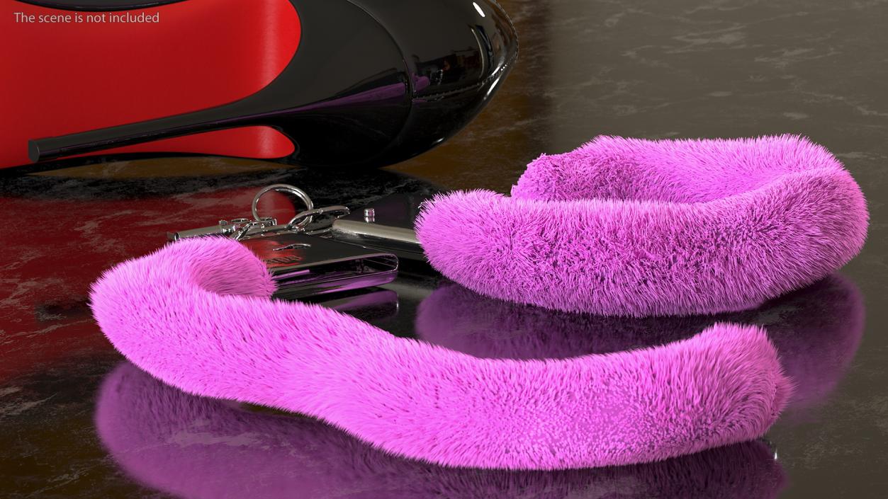 Unfastened Pink Handcuffs Fur 3D model