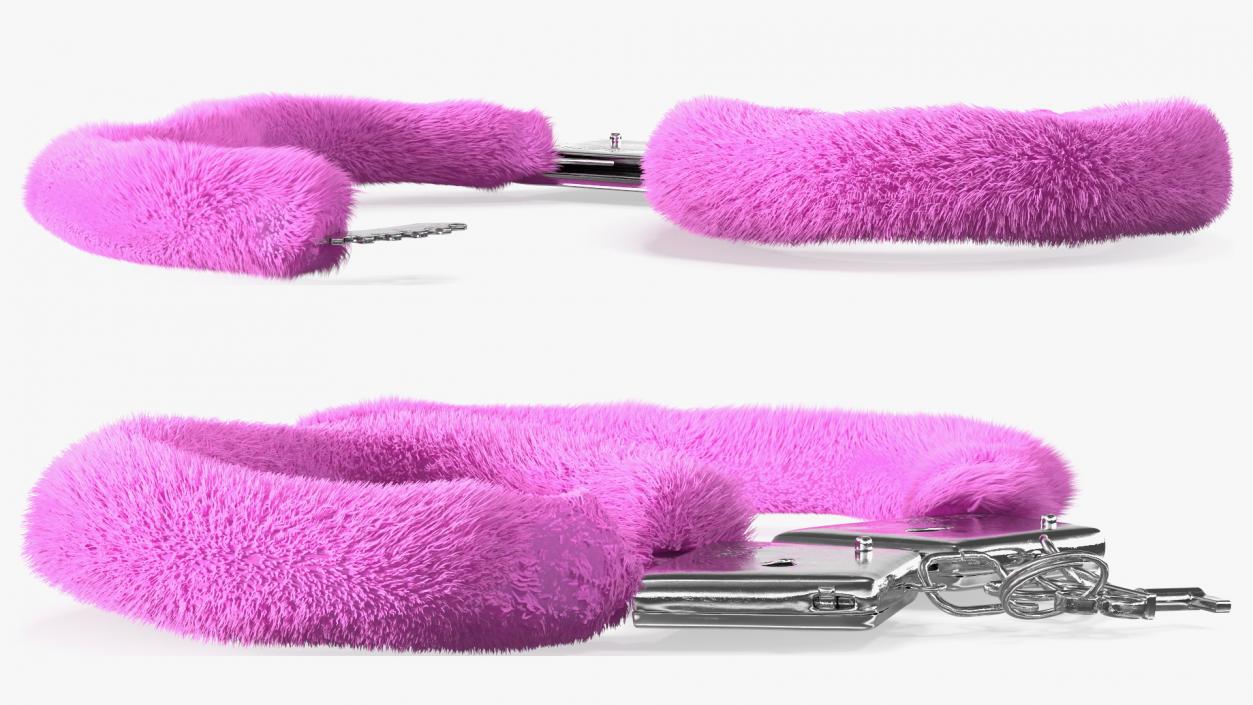 Unfastened Pink Handcuffs Fur 3D model