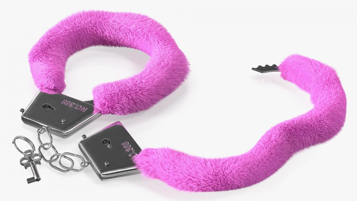 Unfastened Pink Handcuffs Fur 3D model