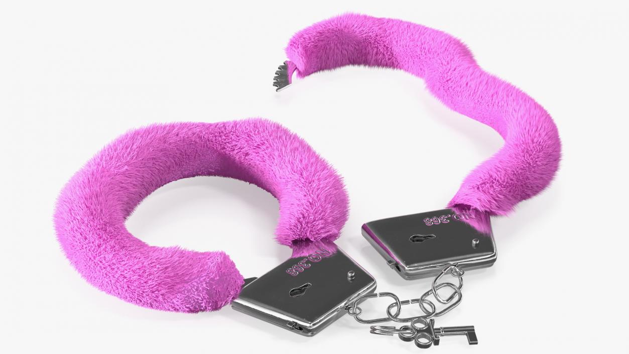 Unfastened Pink Handcuffs Fur 3D model