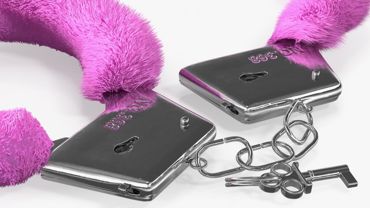 Unfastened Pink Handcuffs Fur 3D model