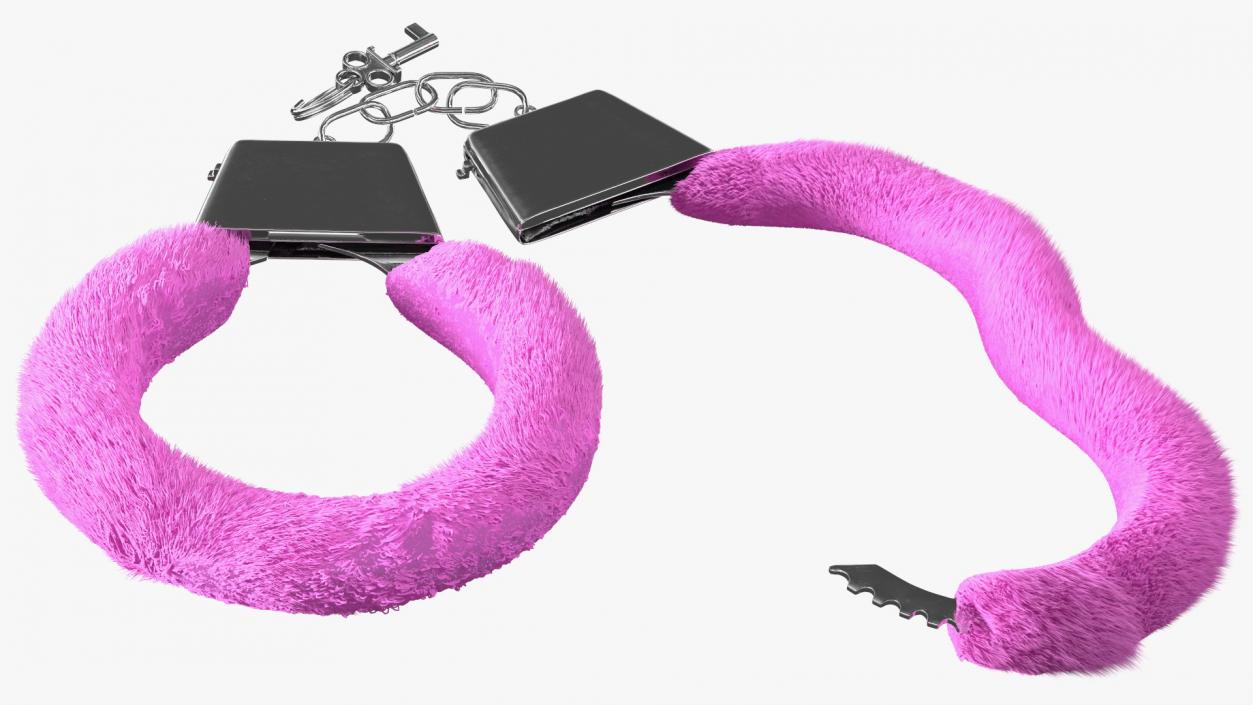 Unfastened Pink Handcuffs Fur 3D model