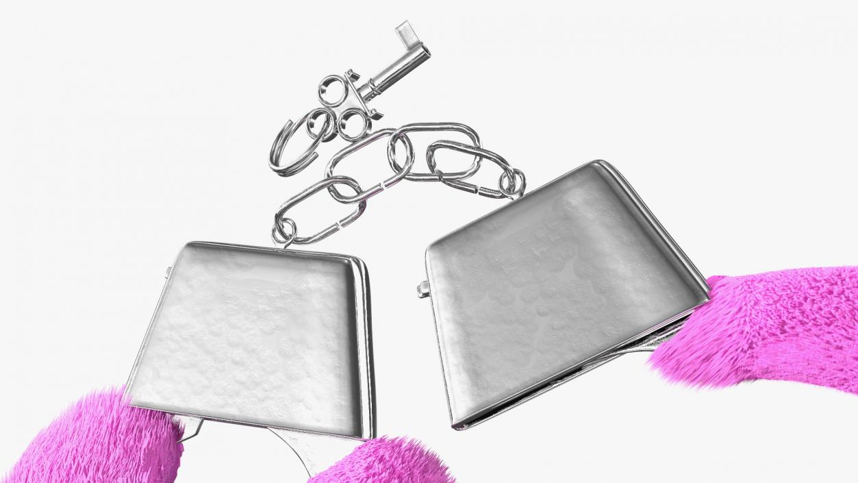 Unfastened Pink Handcuffs Fur 3D model