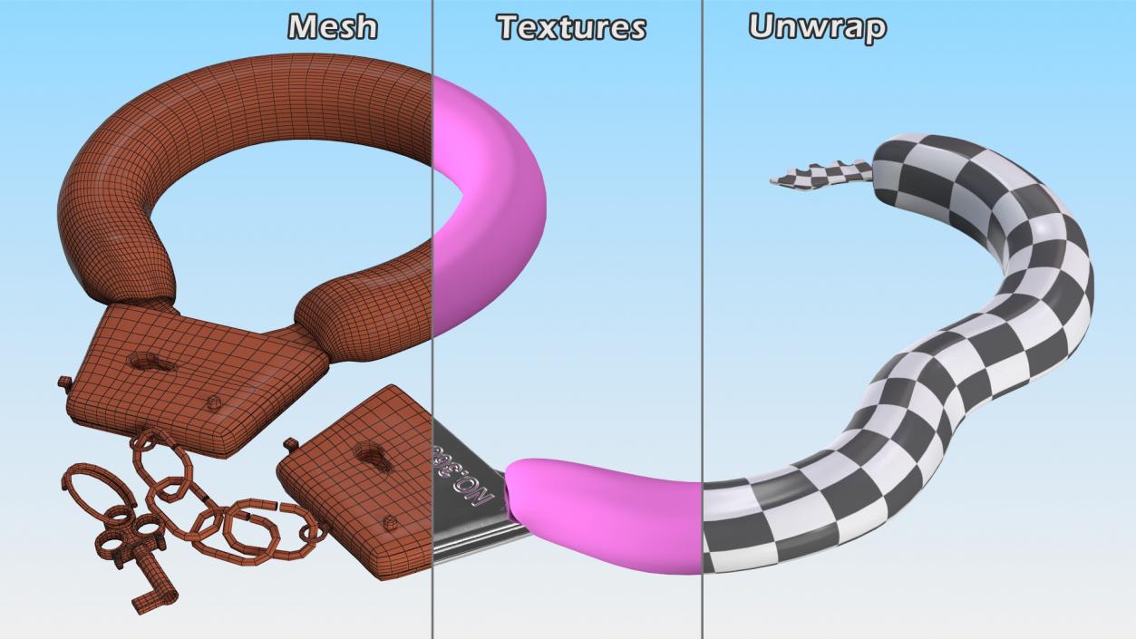 Unfastened Pink Handcuffs Fur 3D model