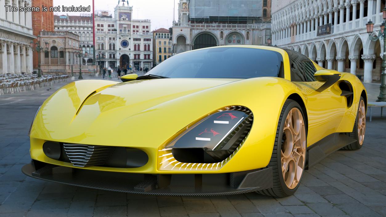 Exclusive Supercar Coupe Yellow Simple Interior 3D