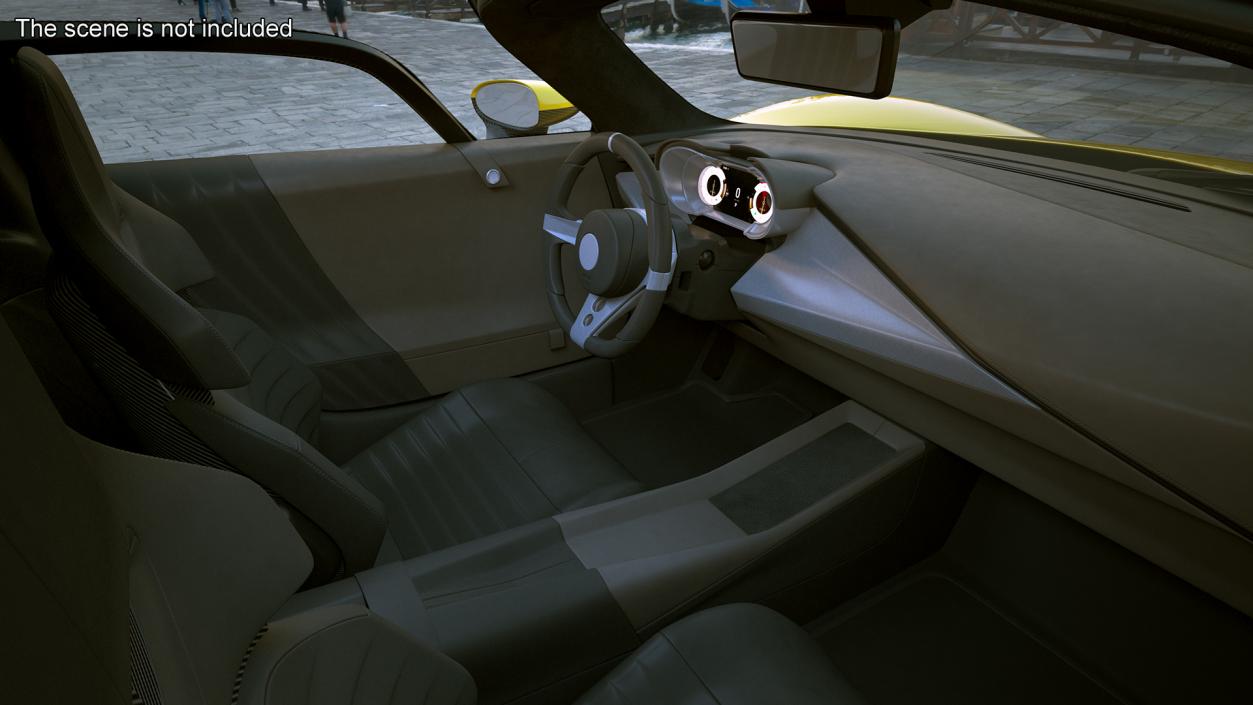 Exclusive Supercar Coupe Yellow Simple Interior 3D