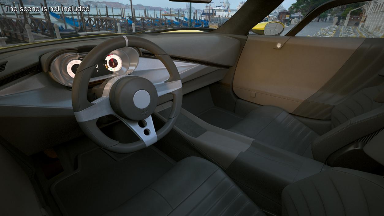 Exclusive Supercar Coupe Yellow Simple Interior 3D