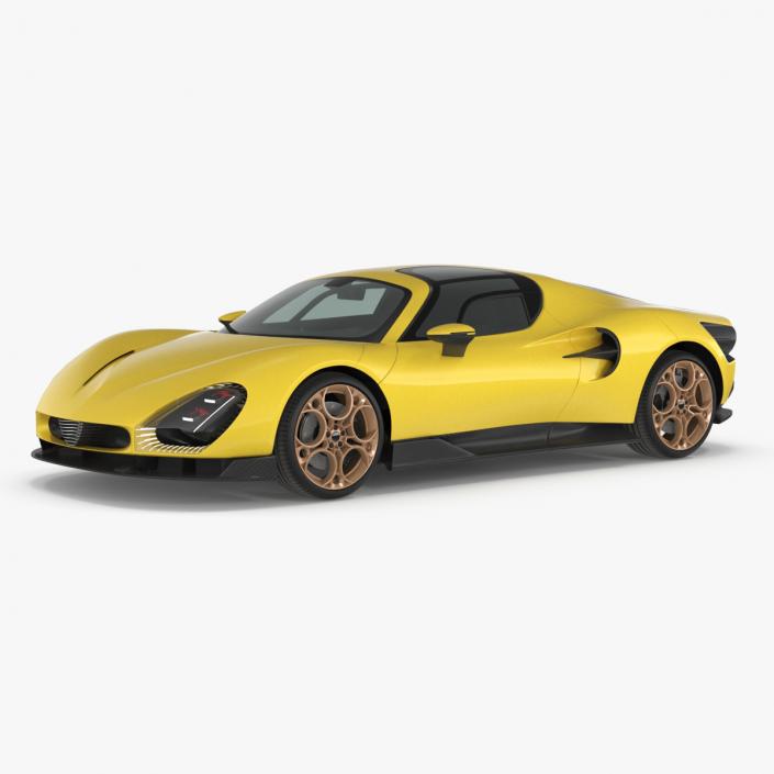 Exclusive Supercar Coupe Yellow Simple Interior 3D