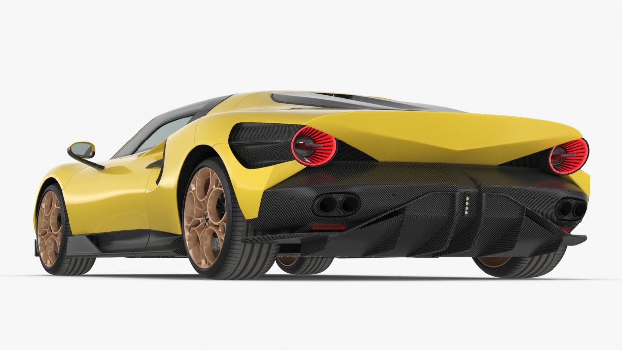 Exclusive Supercar Coupe Yellow Simple Interior 3D