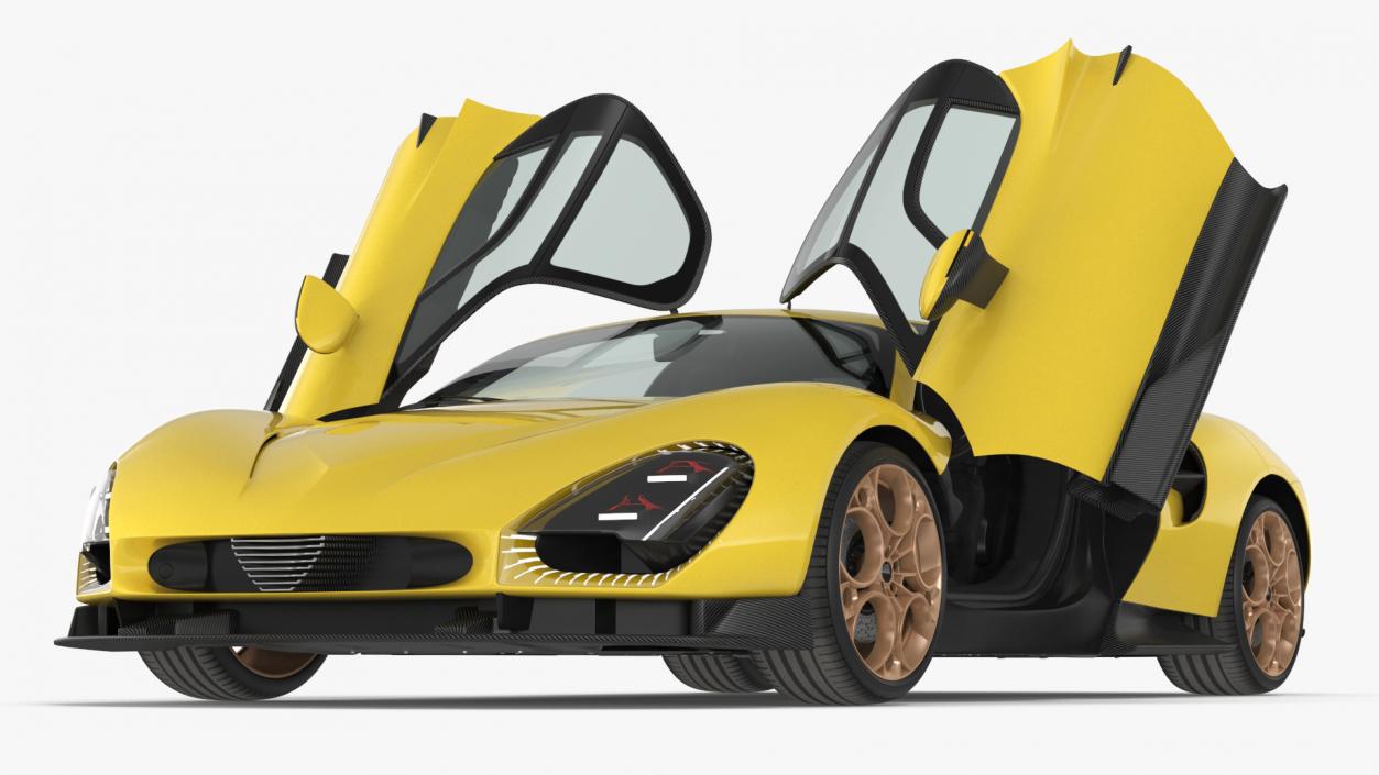 Exclusive Supercar Coupe Yellow Simple Interior 3D