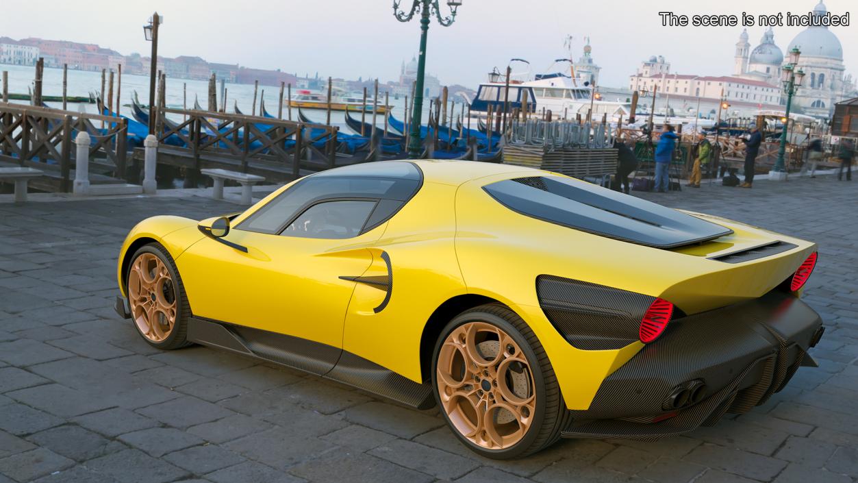 Exclusive Supercar Coupe Yellow Simple Interior 3D