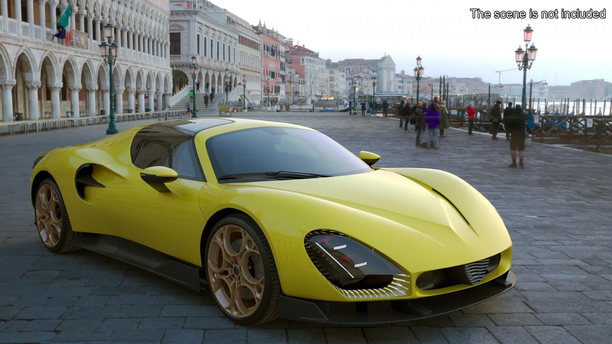 Exclusive Supercar Coupe Yellow Simple Interior 3D