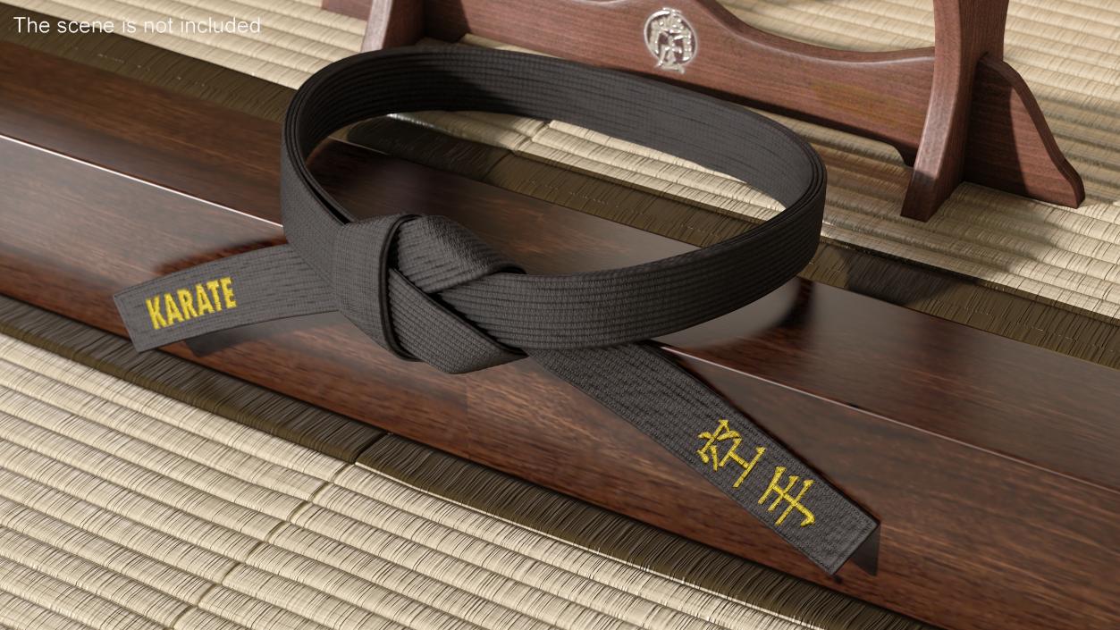 Black Waist Karate Obi Belt 3D