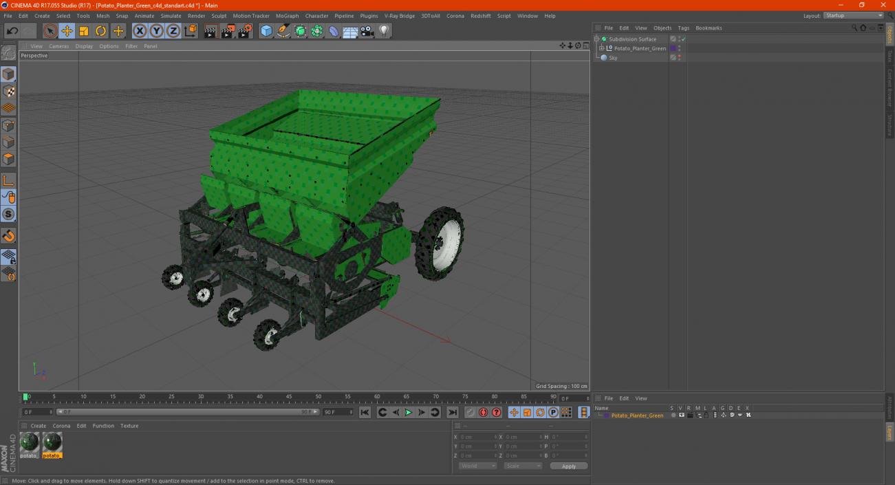 3D model Potato Planter Green Used