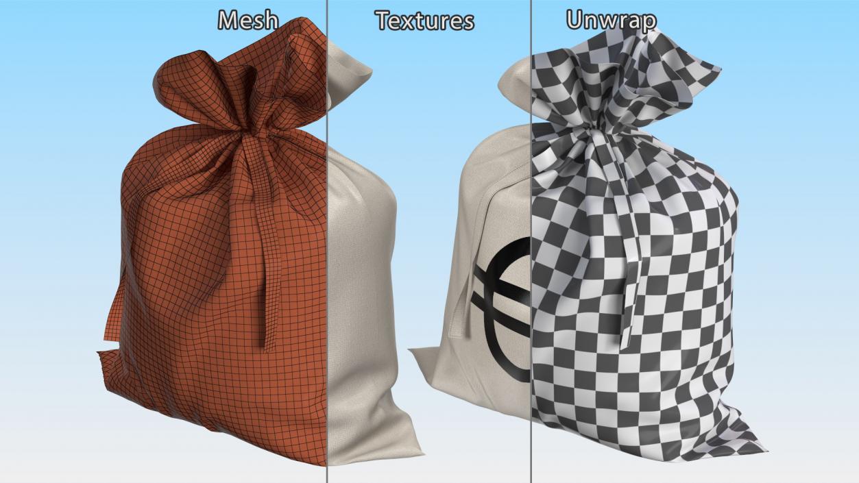 Money Bag with Euro Sign 3D model