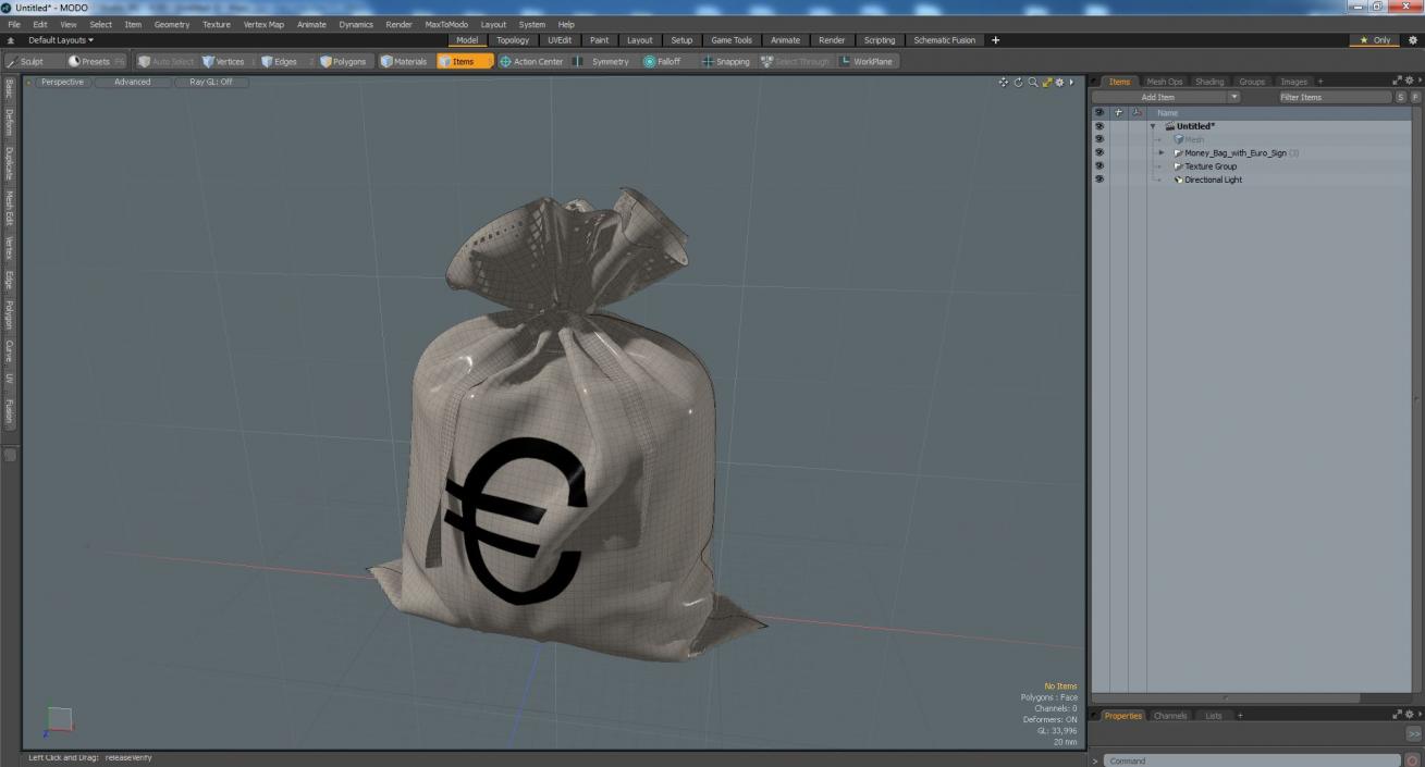 Money Bag with Euro Sign 3D model