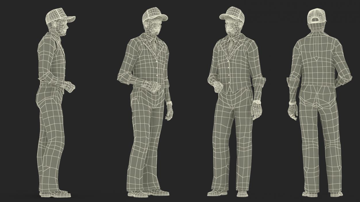 3D model Elderly Man in Casual Wear and Trump Hat