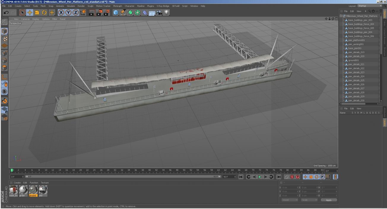 3D model Millennium Wheel Pier Platform