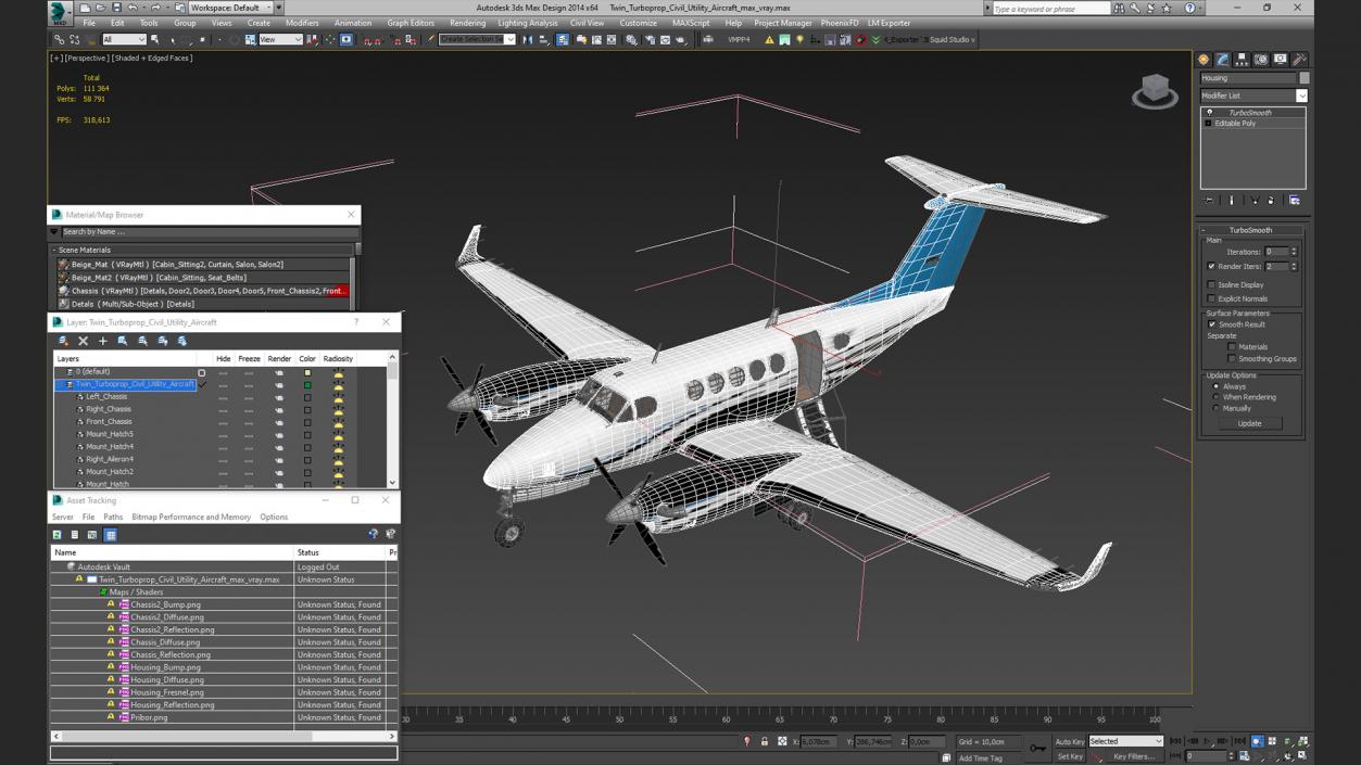 Twin Turboprop Civil Utility Aircraft 3D