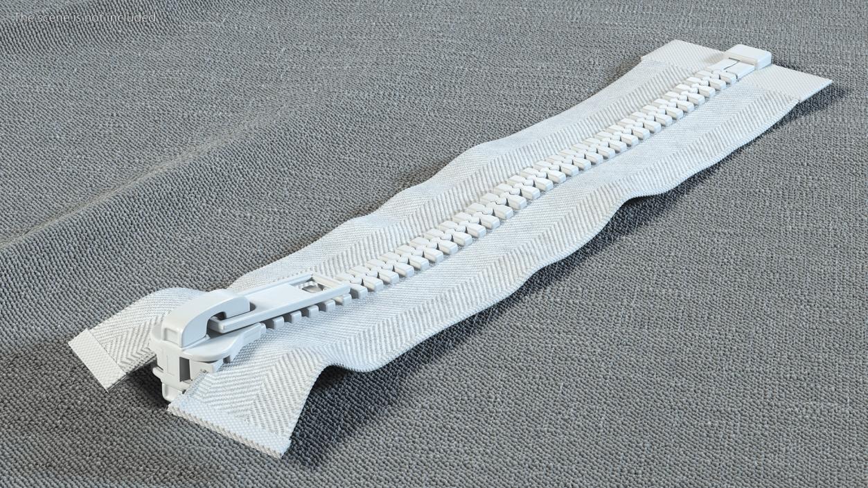 Two Sided Plastic Zipper Closed White 3D