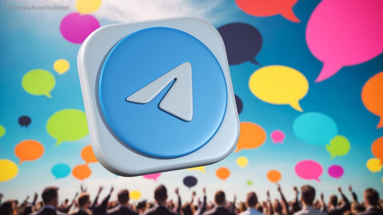 3D Telegram Icon model