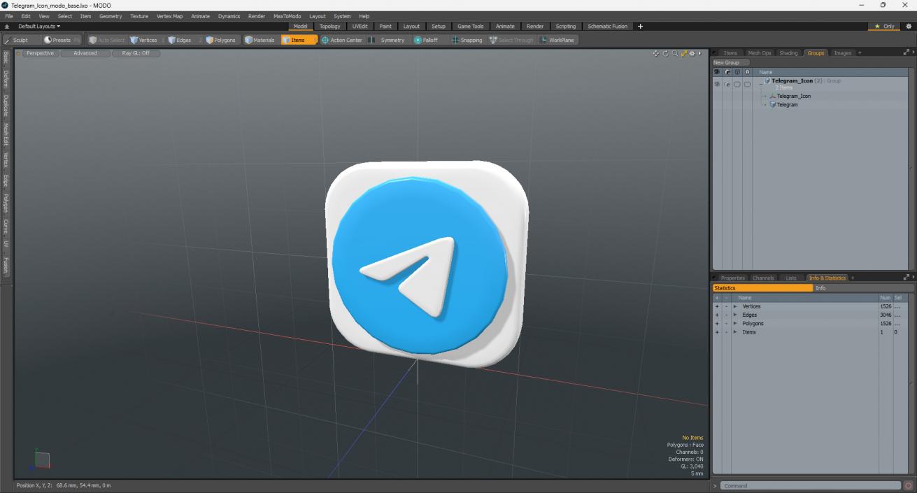 3D Telegram Icon model