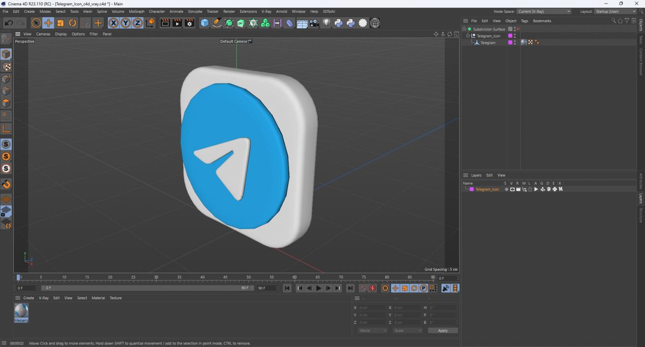 3D Telegram Icon model