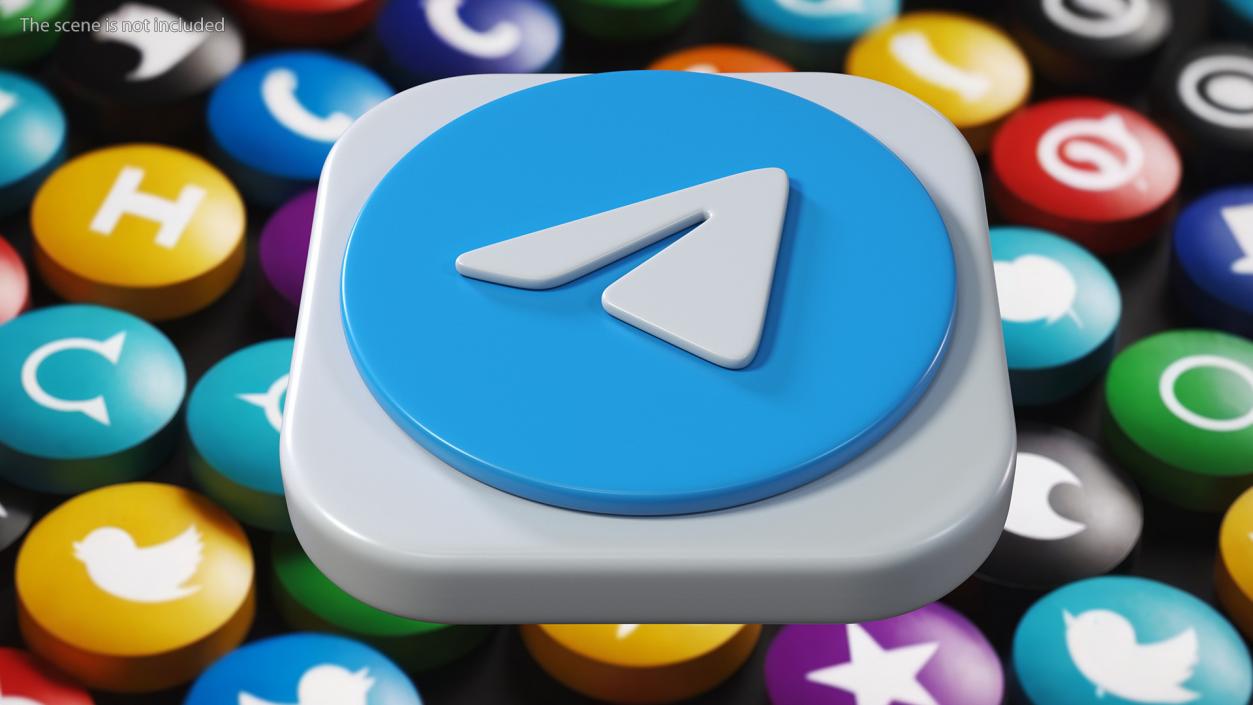 3D Telegram Icon model