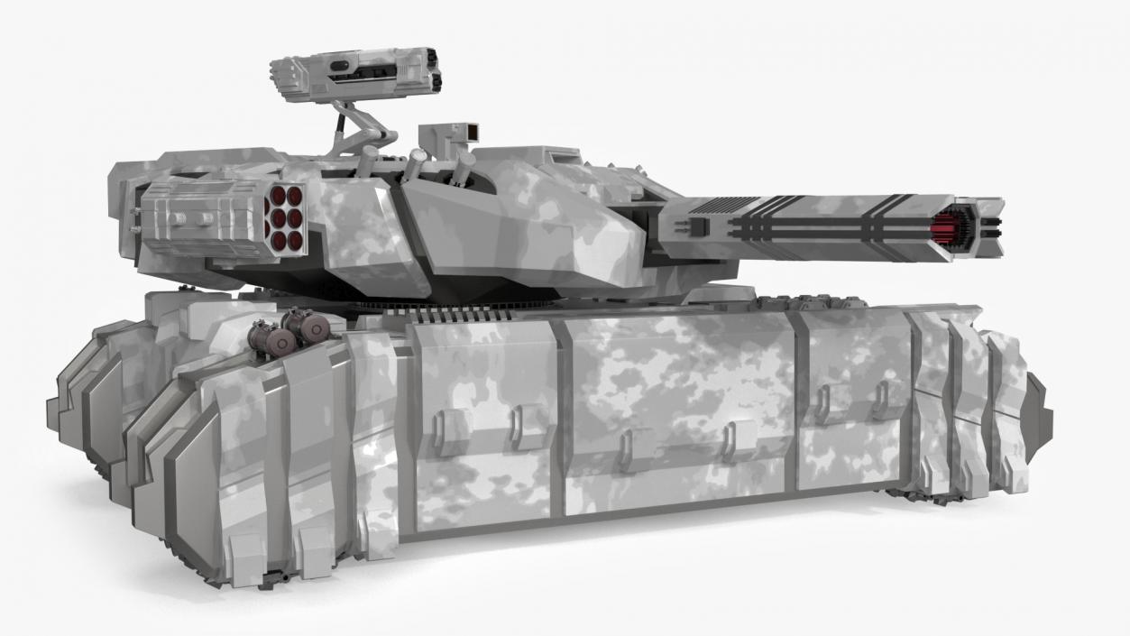 3D Futuristic Heavy Tank Winter Khaki Rigged