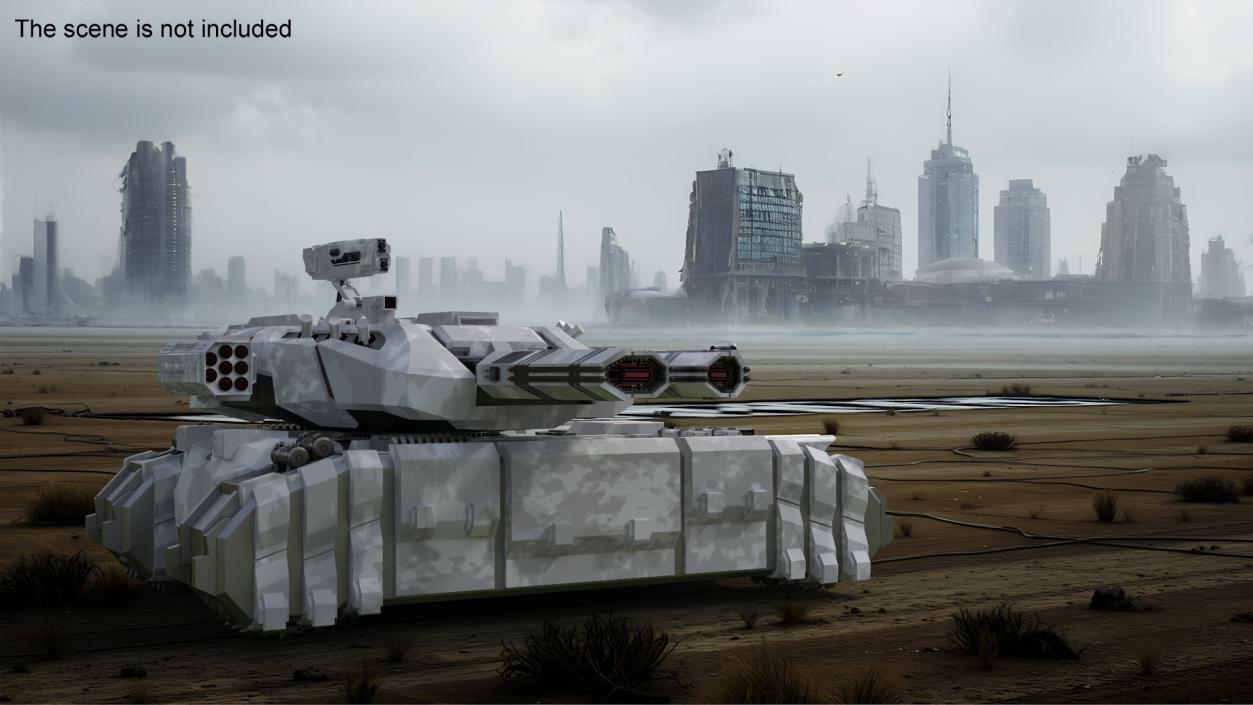 3D Futuristic Heavy Tank Winter Khaki Rigged