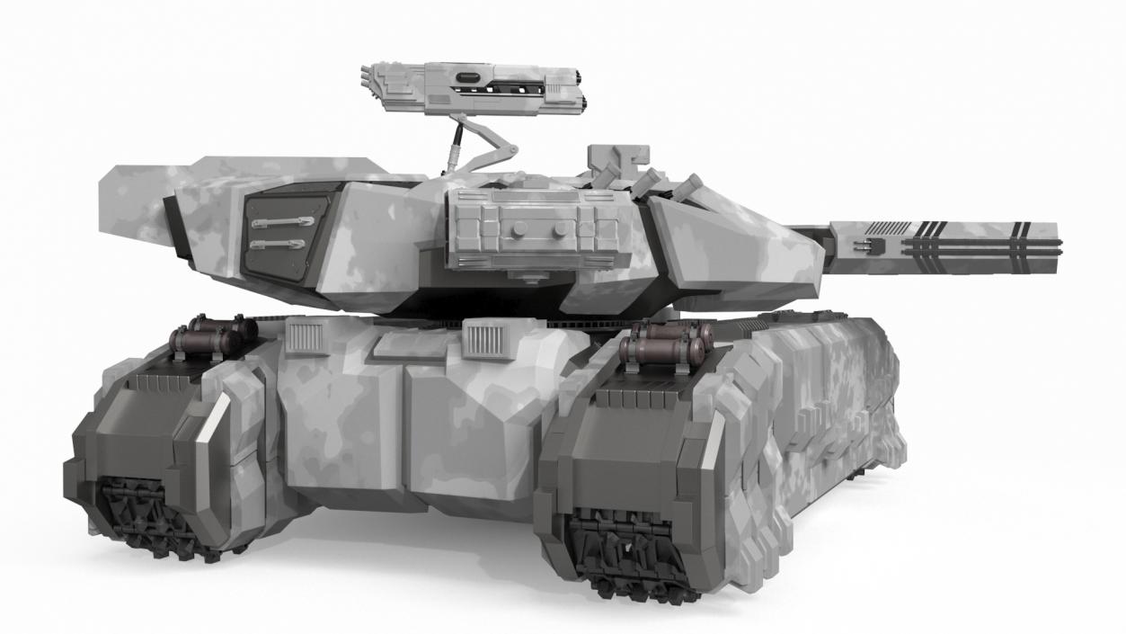 3D Futuristic Heavy Tank Winter Khaki Rigged